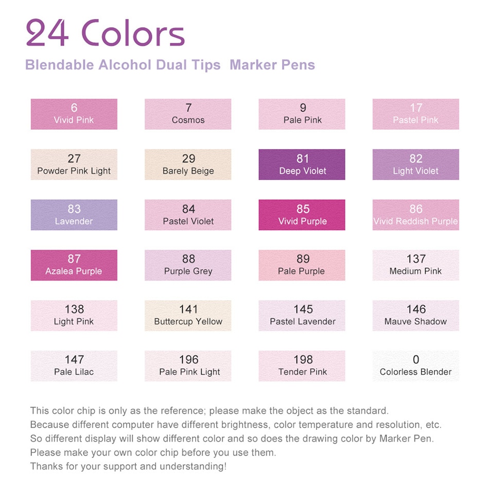 Description Picture 6 of item24 Colors Red/Green/Blue/Purple Tune Brush Marker 