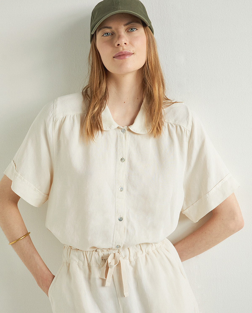 100% COTTON COLLARED SHIRT NATURAL