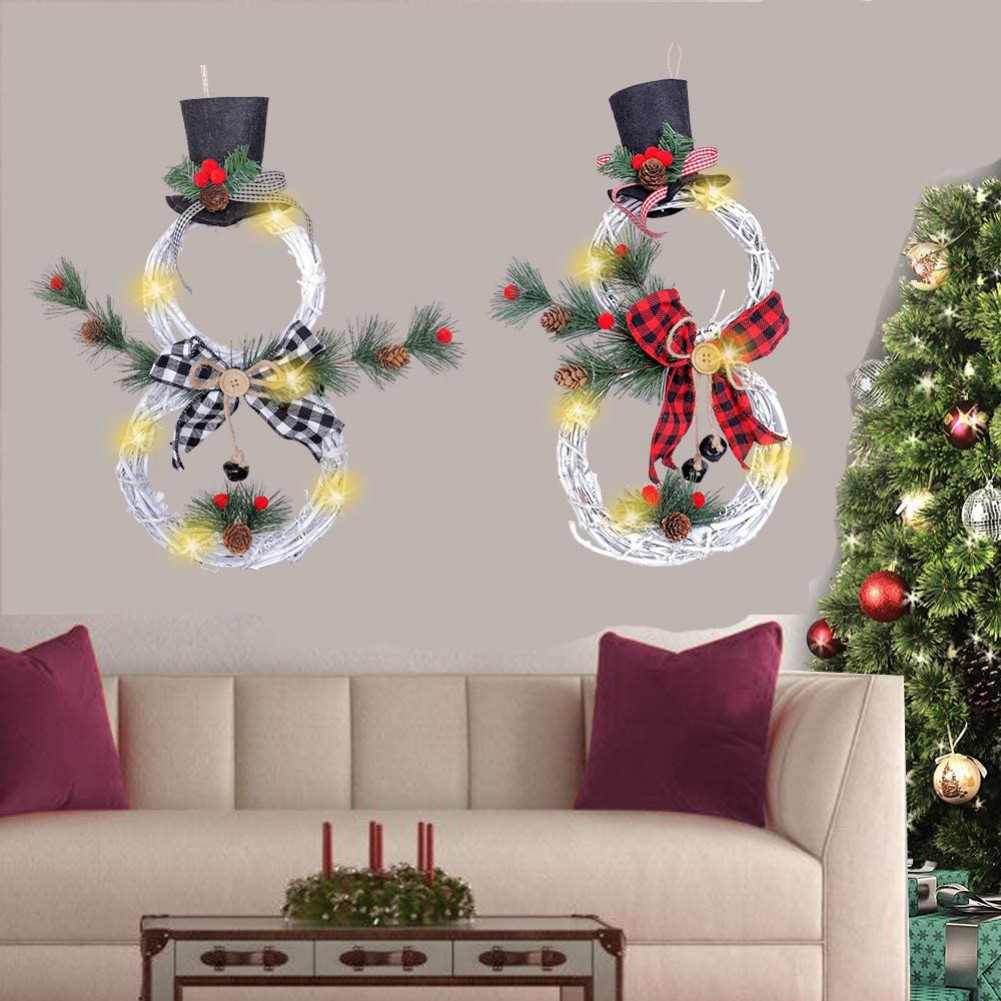 Description Picture 3 of itemChristmas Luminous Snowman Wreath Garland with LED Lights - Perfect Door Decoration for a Radiant Home Window, Wall, Background