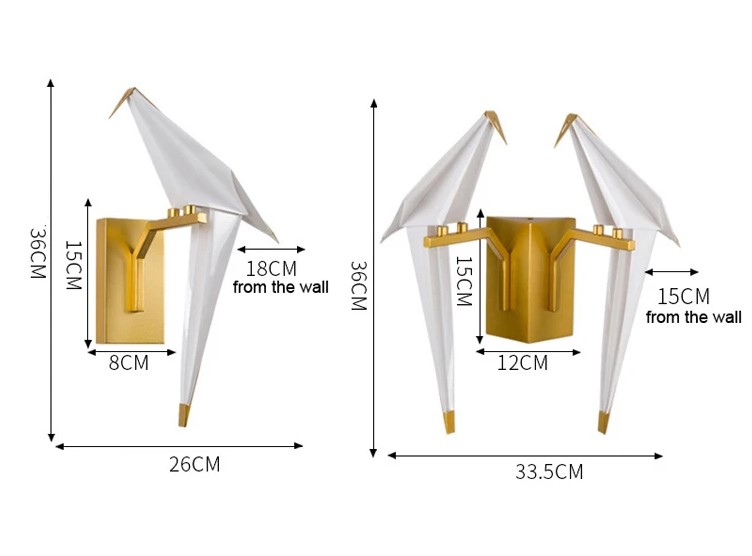 Description Picture 5 of itemNordic Paper Crane LED Wall Sconce Bird Light: Creative Aisle Bedside Wall Decoration Lamp
