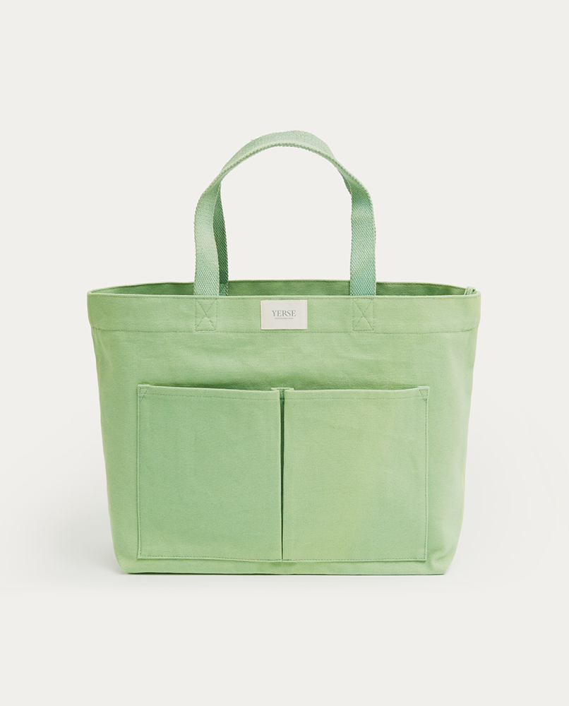 CANVAS BAG WITH POCKETS GREEN