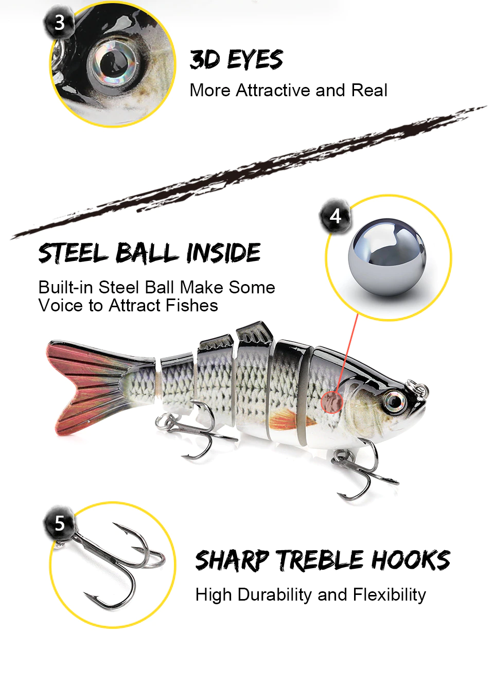 Description Picture 6 of itemLocken Set 10cm 17g Lebensechte Künstliche Köder Kit Mit Wobbler angeln Tackle Box