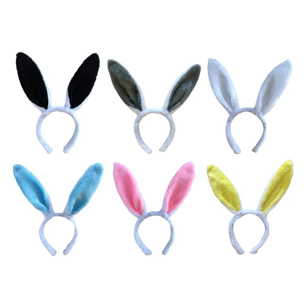 6pcs Rabbit Ear Hair Bands Hair Hoops Funny Headdress Hair Accessories Party Favors Supplies for Festival