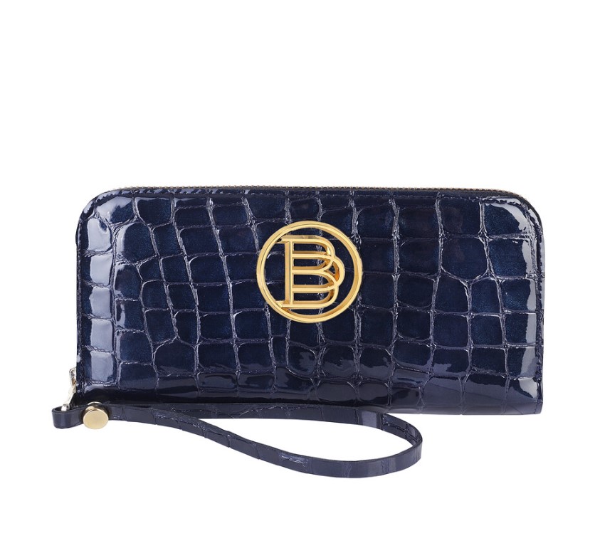 CROCONEG navy blue women's leather wallet