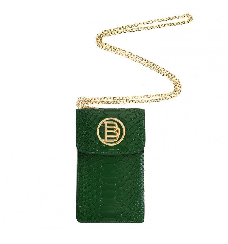 GREEN leather phone case python
