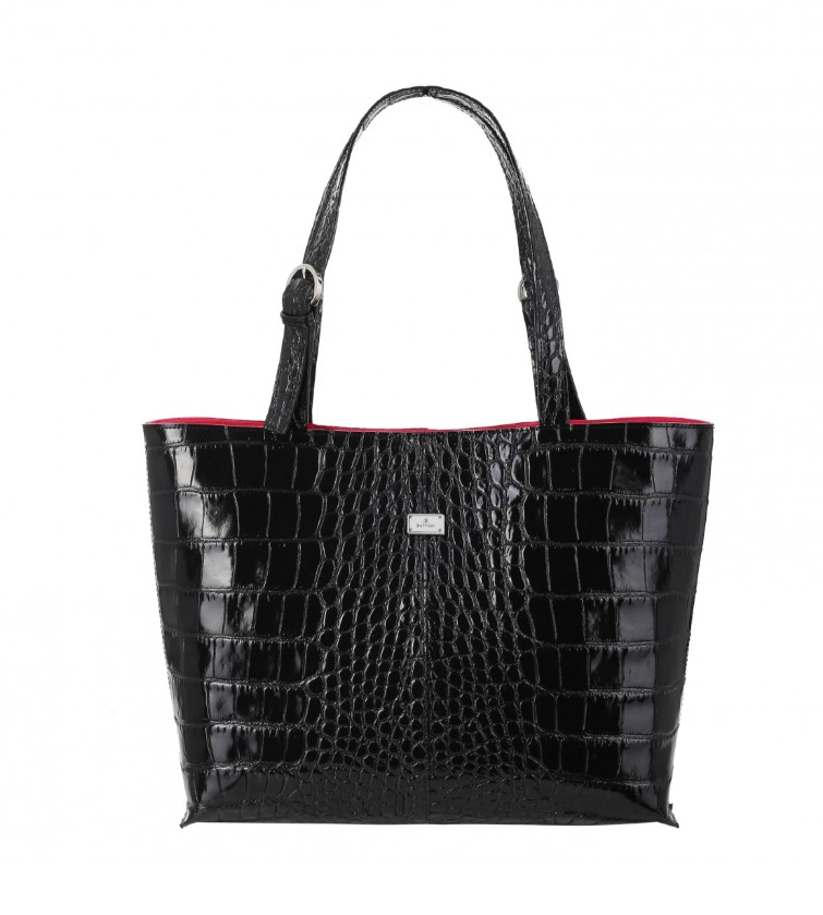 Ladies' leather bag DENIKA CROCO BLACK