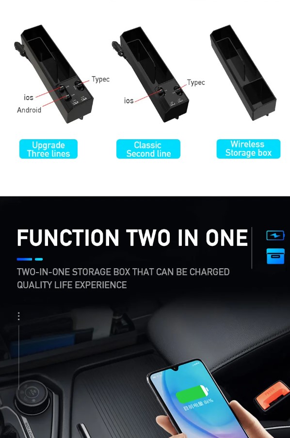 Description Picture 5 of itemCar Seat Gap Organizer with Dual USB Charger - Cable for iOS/Android/Type C, Auto Storage Box
