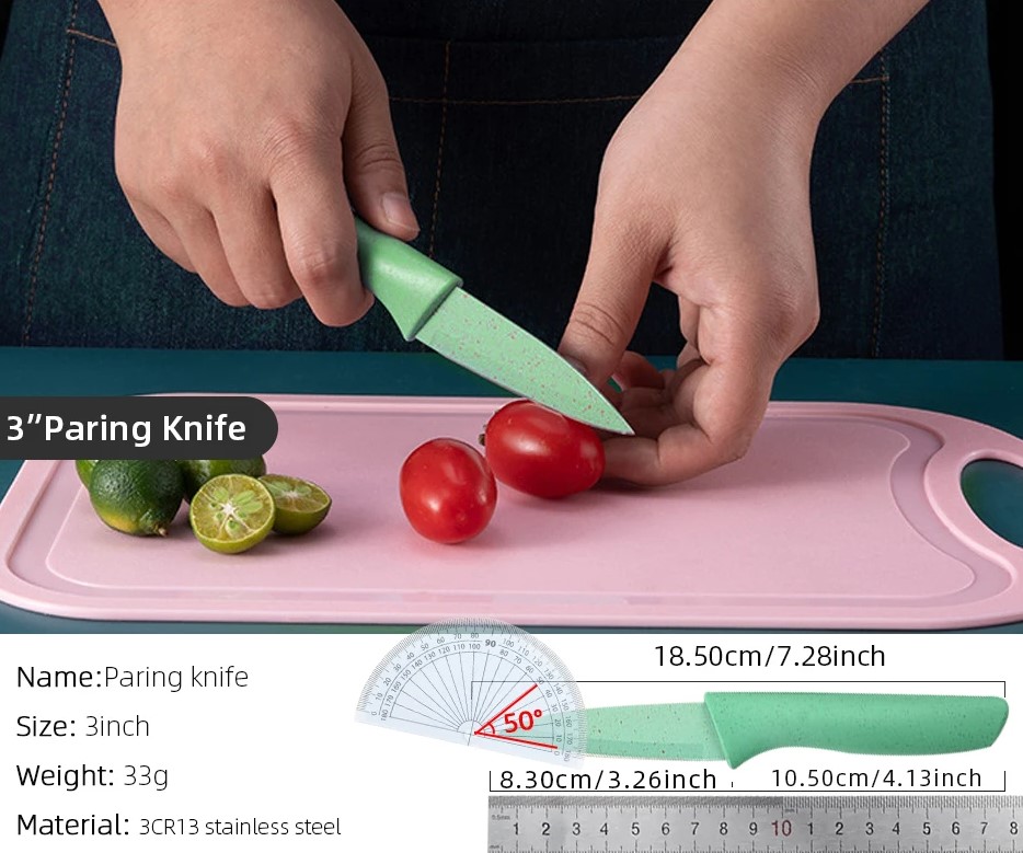 Description Picture 5 of itemColorful Macaron Stainless Steel Kitchen Knife Set with Scissors - 6 Piece Set