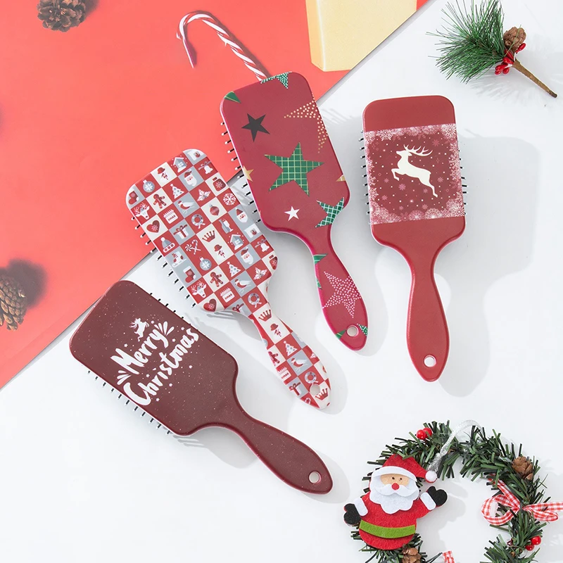 Christmas Cartoon Print Santa Claus Hair Comb Hair Care Massage Airbag Hair Brush Barber Accessories Styling Tools Comb