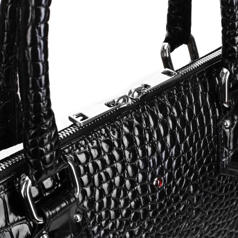 Women's leather briefcase HANA croco black