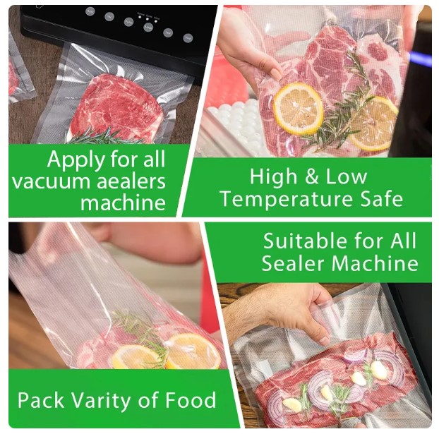 saengQ Vacuum Bags for Food - Long-Keeping Freshness in 12+15+20+25+30cm*500cm Rolls/Lot - Perfect for Vacuum Packer Sealing