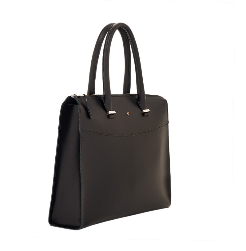 HANA royal black leather briefcase