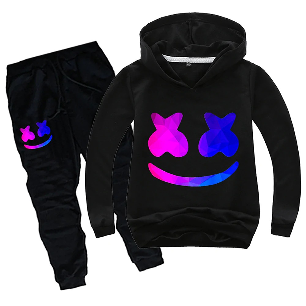 Kids DJ Marshmallow Hoodie Pants Optional LED Helmet Cosplay Outfit