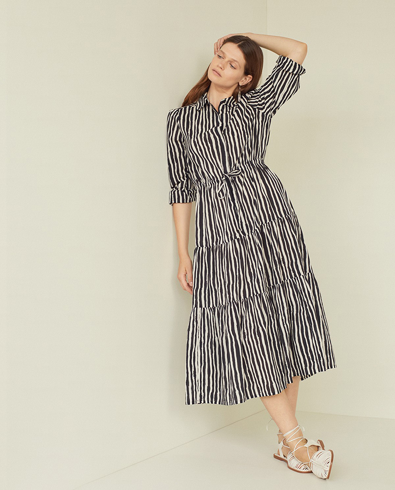100% COTTON STRIPED SHIRT DRESS