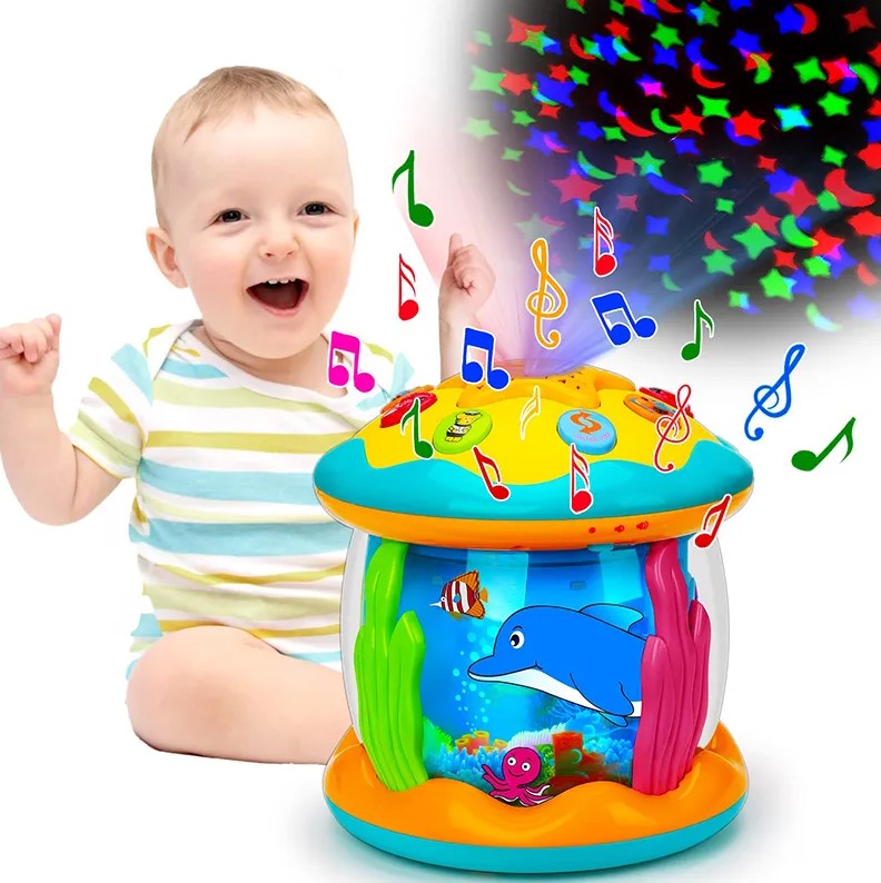 Musical Montessori Sensory Toys for Toddlers - Baby Toys for 1-3 Years with Rotating Ocean Light Projection - Early Educational Delight