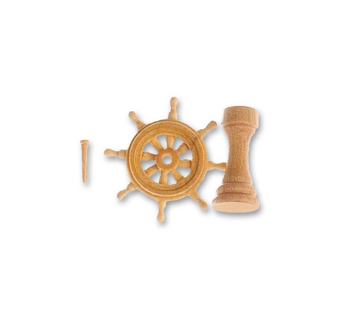 Rudder and Wheel 30 mm in Wood for Ship Modeling