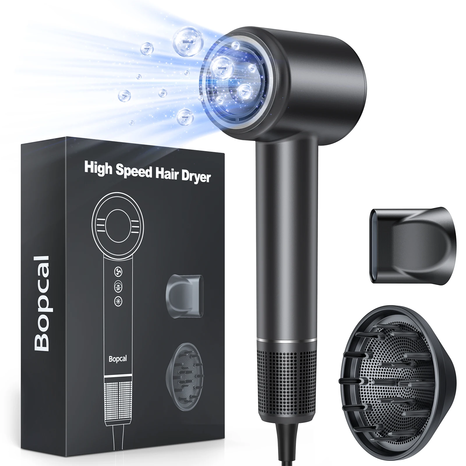 High-Speed Hair Dryer 120,000 RPM Brushless Motor 40m/s for Fast Drying 1600W Blow Dryer Low Noise Lightweight Ionic Hair Dryer