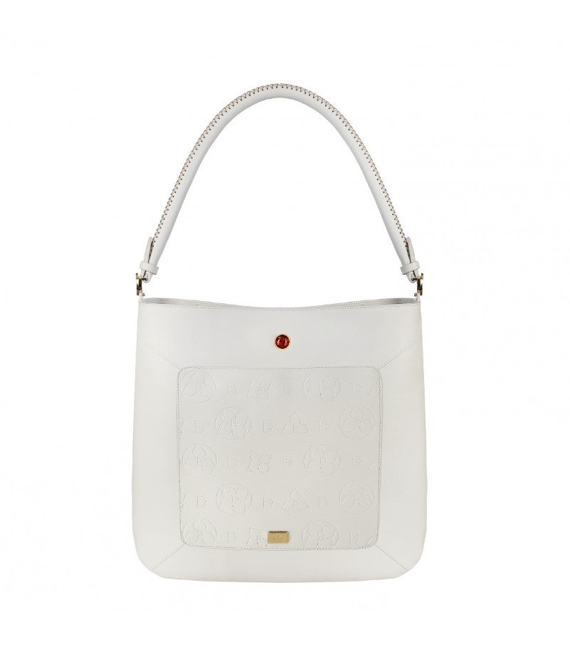 Leather handbag LENNA NAPA ECRU