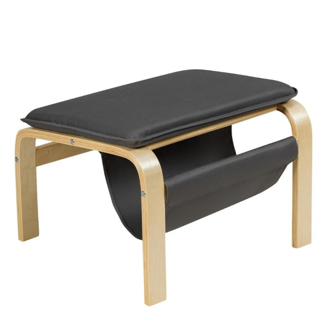 Goplus Relax Lounge Chair Bentwood Armchair & Padded Ottoman Set with Magazine Rack