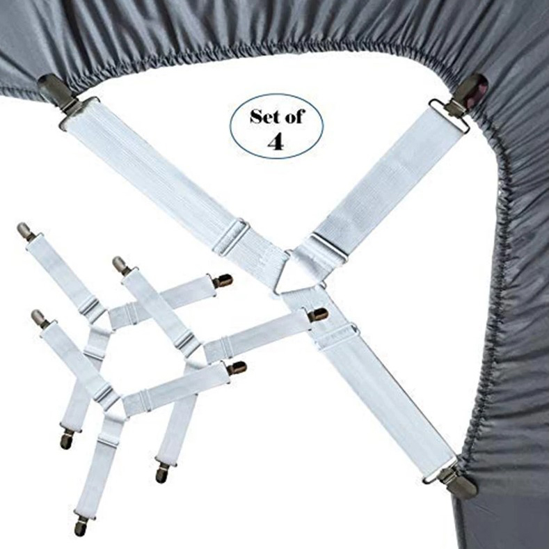 4Pcs/Set Elastic Bed Sheet Grippers: Fasteners for Bed Sheets, Mattress Covers, and Blankets