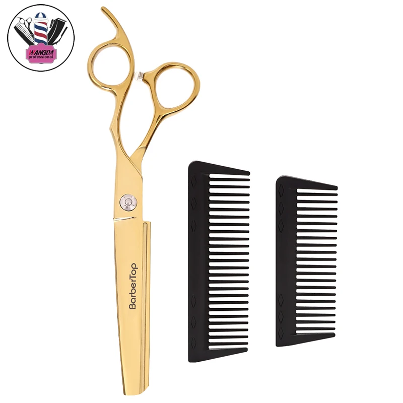 Barbershop Haircut Flat Scissors Set 6.0 Inch Stainless Steel Hair Scissors With Comb Professional Hairdresser Hair Cutting Tool