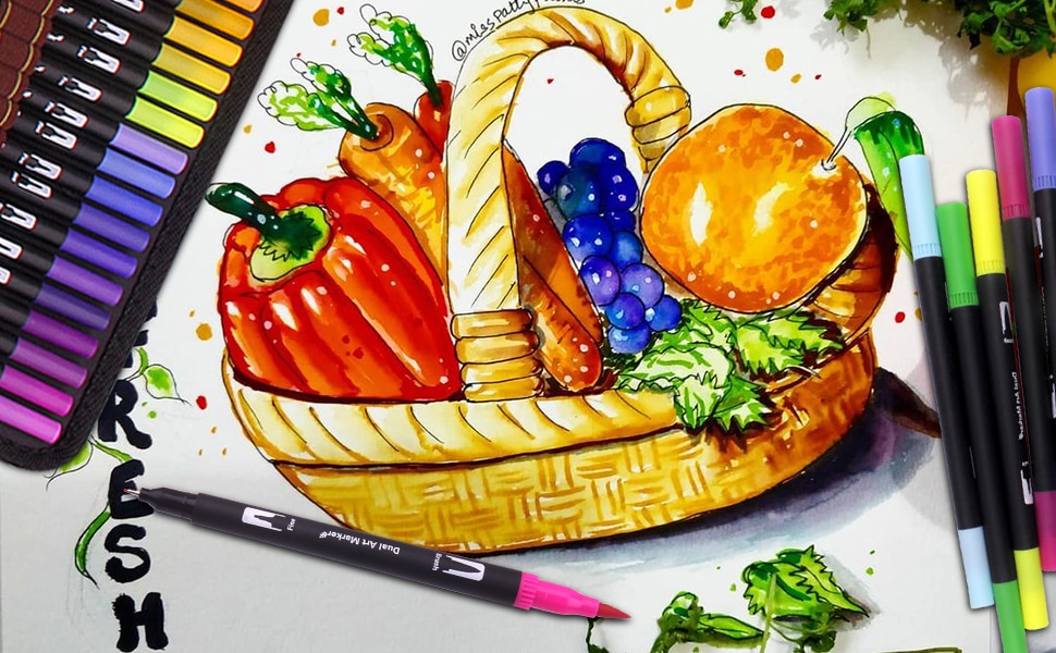 Description Picture 2 of item60/72/120/132 Colors Art Marker Brush Pens