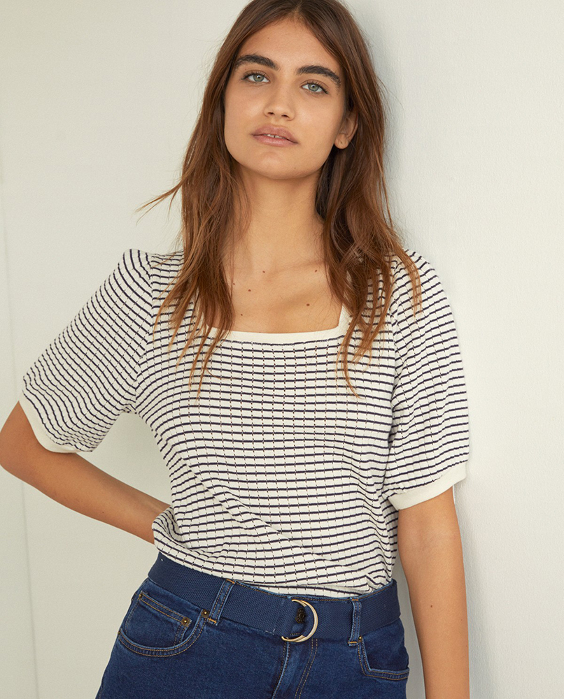 SWEATER WITH PUFFED SLEEVES ECRU