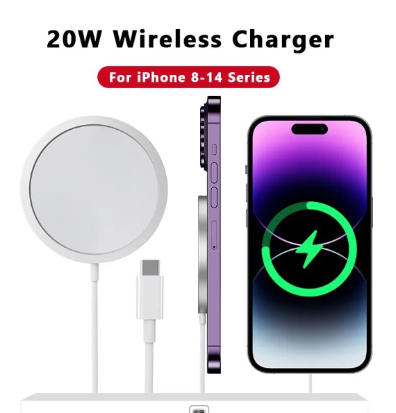 20W Original Magnetic Wireless Charger for iPhone 14, 13, 12, 11 Pro Max – Fast Charging for Apple AirPods, XS Max, XR, 8 Plus