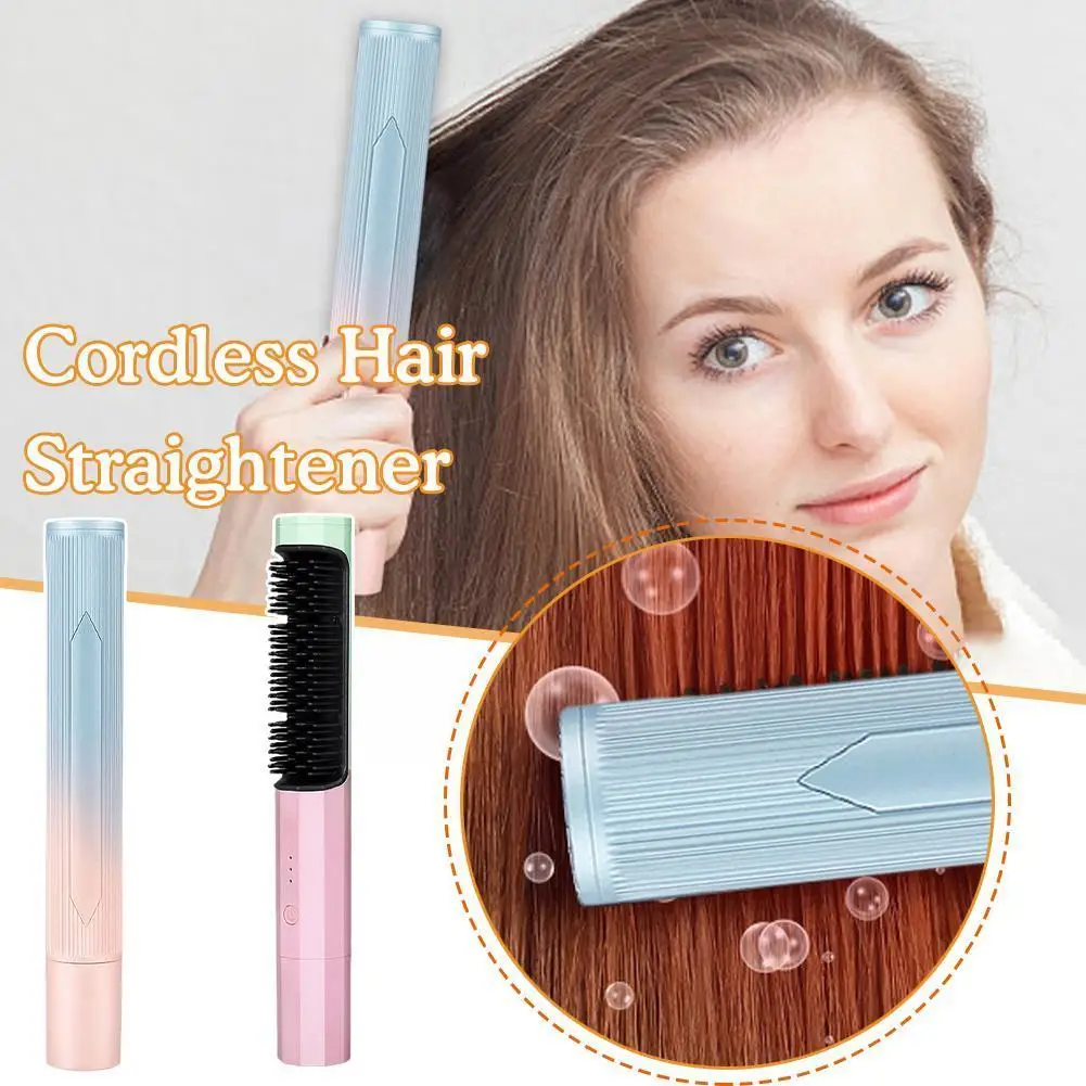 Professional Wireless Electric Hair Brush Straightening Charge Hair Tools Styling Comb Fast Brush Curling Heating Usb Dryer Y5g7