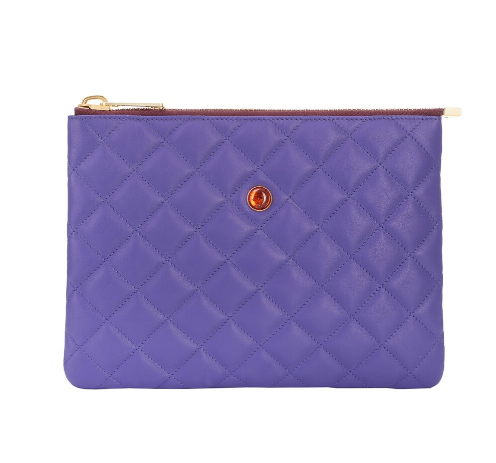 CARLA purple leather clutch bag