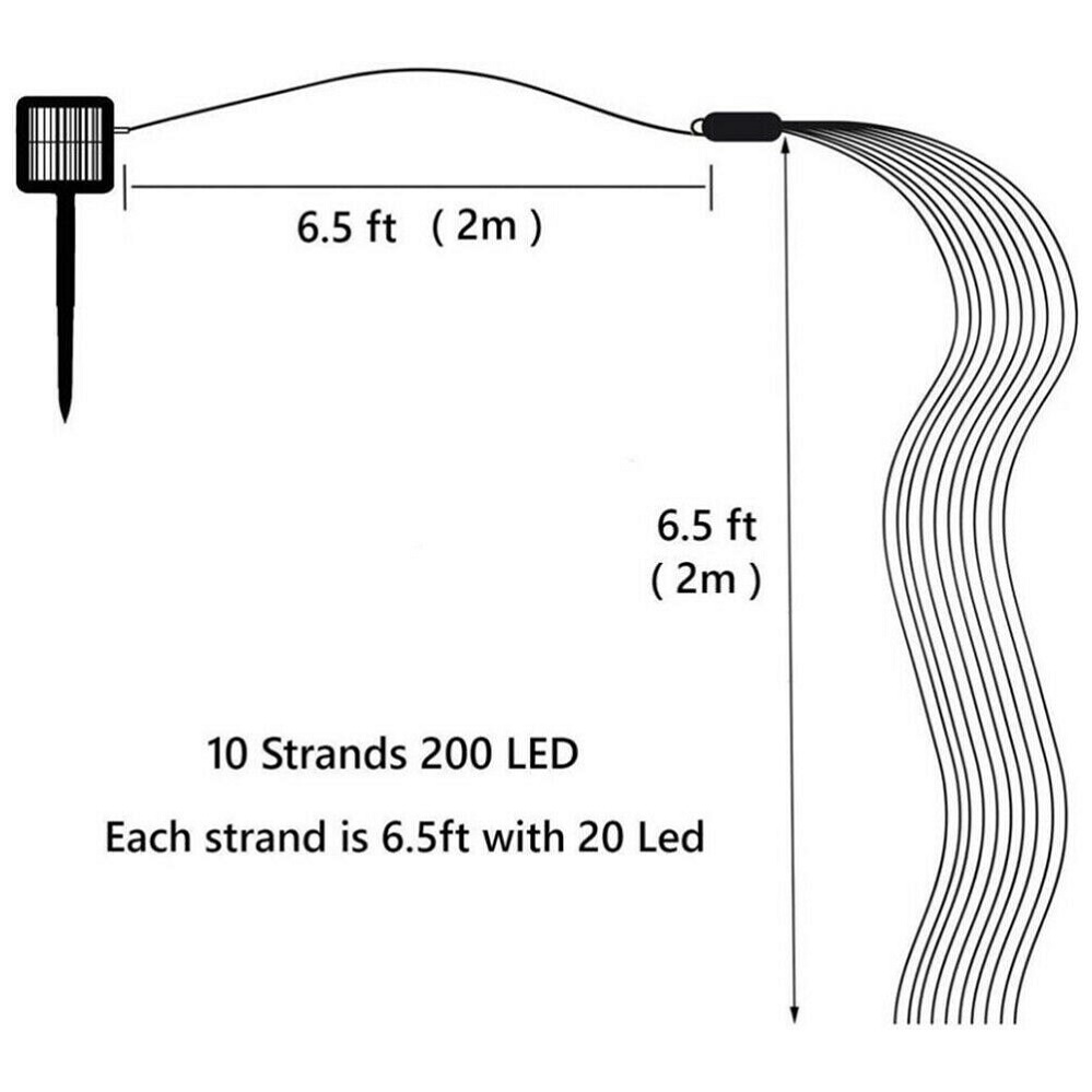 Christmas Solar Vines Waterfall Lights with Copper Wire 200LED