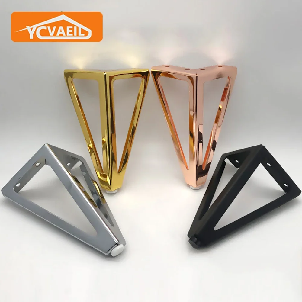 4Pcs Metal Furniture Legs Black Gold Sofa Feet for Coffee Table Bed Desk Dresser Bathroom Cabinet Replacement Legs Height 15cm