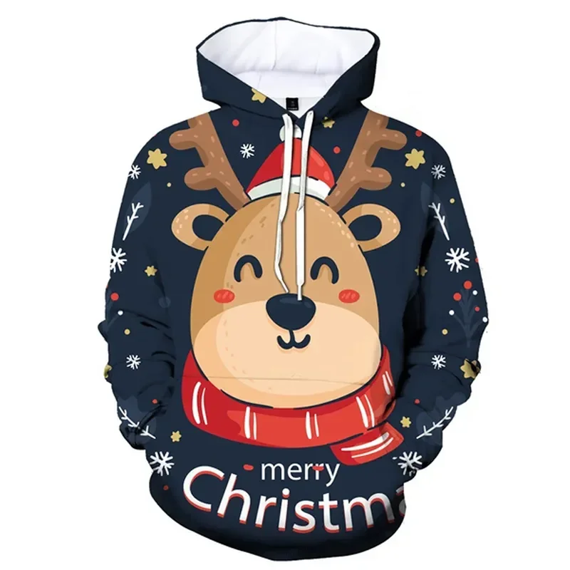 Unisex Personality Casual Sport Hooded Children's Clothing Autumn Winter Christmas Snowman Christmas Deer 3D Printed Hoodie