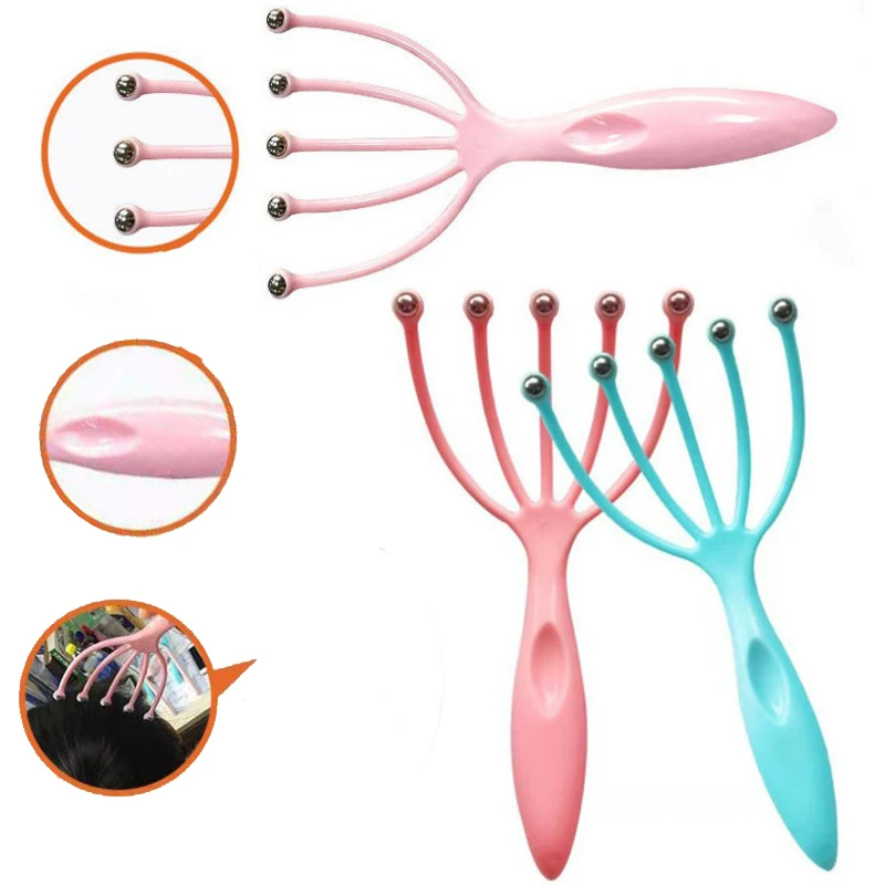 1PC Head Relax Five Fingers Massage Scan Hair Head Pressure Spa Neck Sculpture Tension Release Hair Treatment Tool