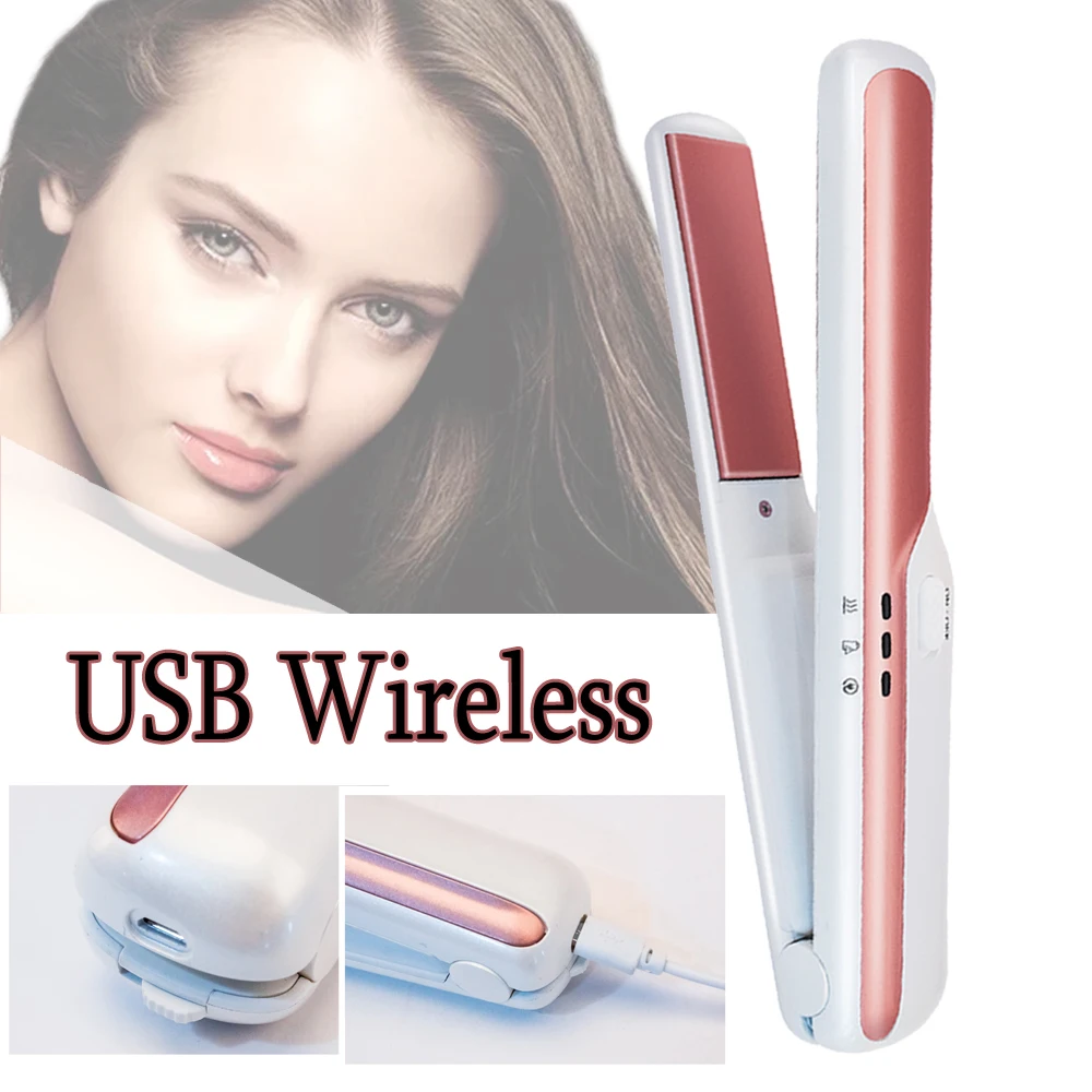 Professional Hair Straightener Wireless Usb Straighteners Mini Ceramics Portable Flat Iron Hair Styler Curler Comb for Travel
