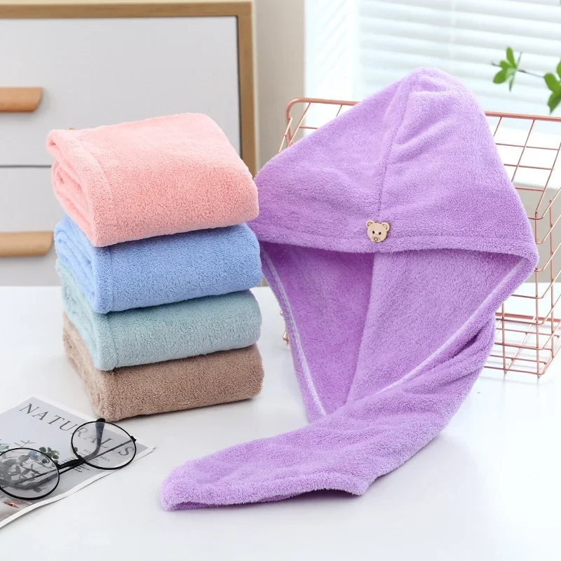 Women Hair Drying Hat Quick-dry Microfiber Hair Towel Cap Hat Bath Hat Solid Towel Cap Super Absorption Hair Dry Cap