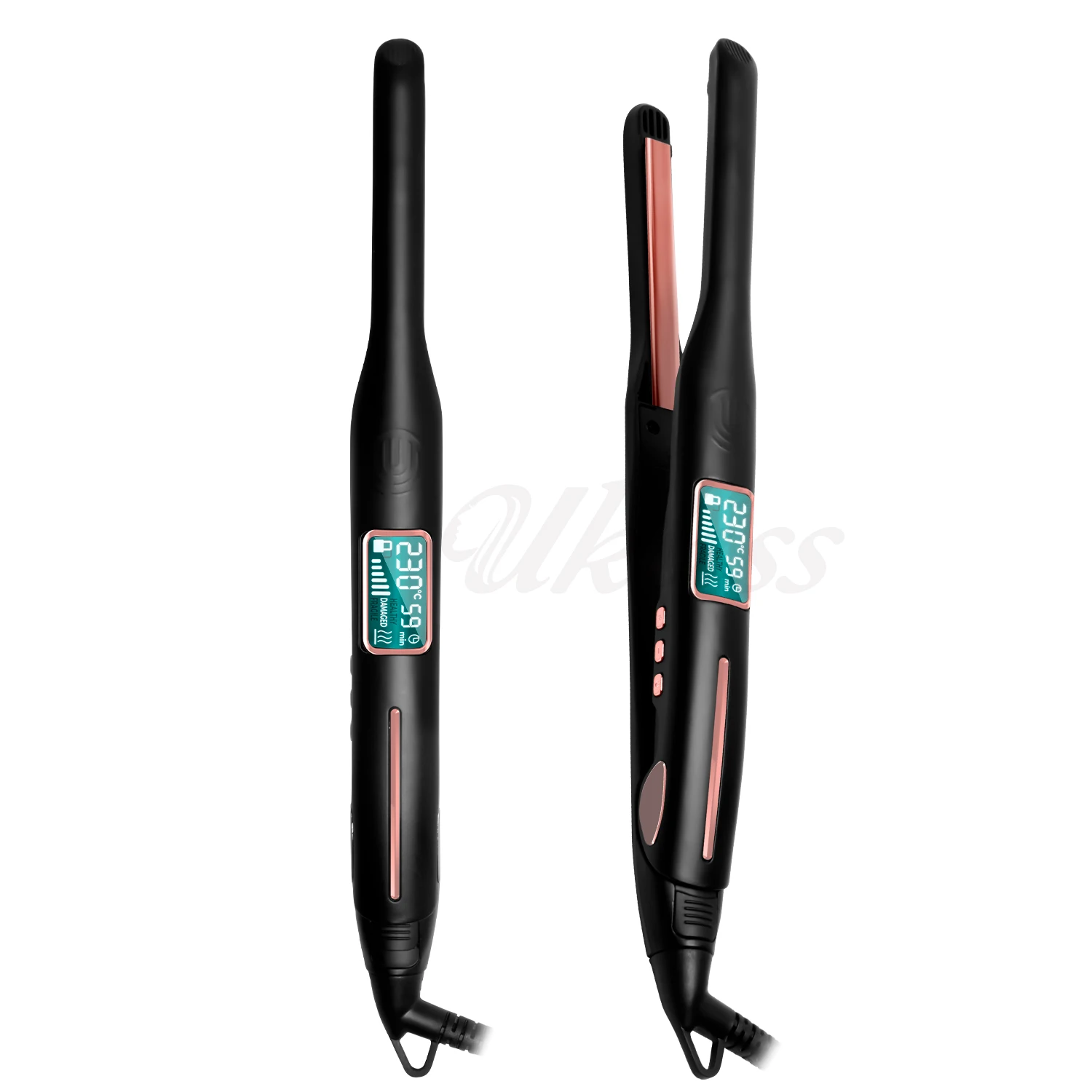 Professional Mini Hair Straightener Negative Ion Pencil Flat Iron with Digital Display 2 In 1 Curling & Straighteners for Hair