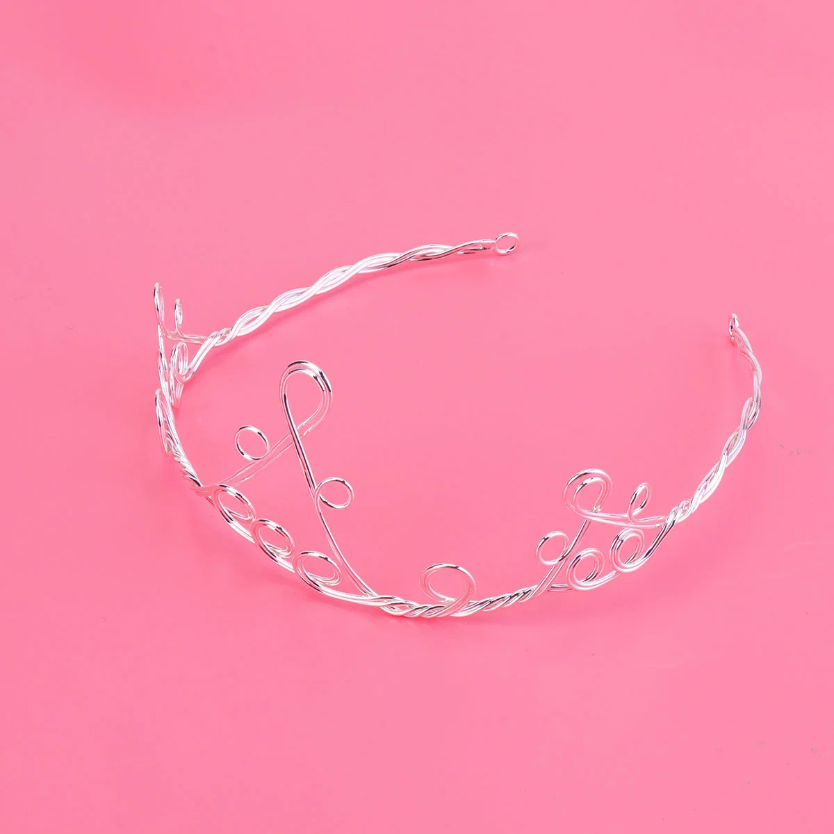 1pc DIY Copper Crown Delicate Handcraft Winding Crown Headwear Hair Accessory for Lady (Silver)