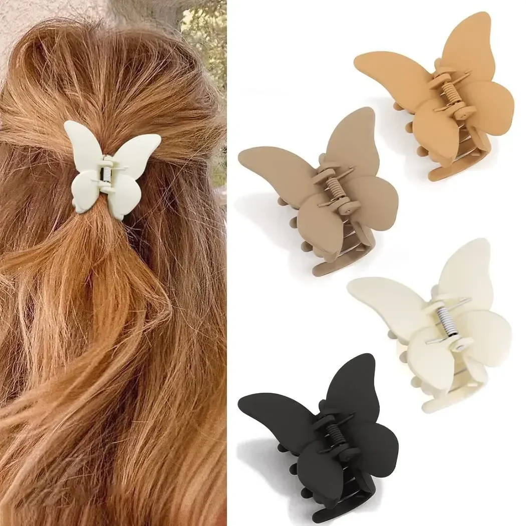 Matte Butterfly Hair Claw Solid Color Simple Ponytail Holder Barrettes Sweet Fairy Hair Clip Elegant Hairpin Claws Accessories