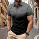 Summer short-sleeved men's T-shirt Polo shirt lapel Polo shirt gradient pattern printed street short-sleeved printed clothing