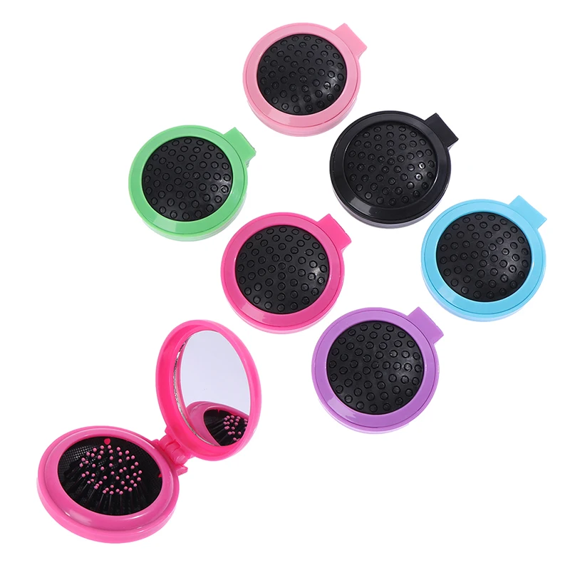 1PC Folding Air Bag Comb with Mirror Compact Pocket Portable Travel Hair Brush Cosmetic Mirror Head Massager Relax Styling Tools