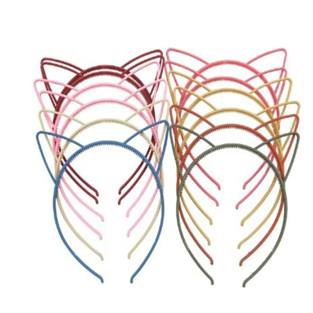 Colorful Cute Cat Ear Headbands Plastic Teeth Matte Hairbands Girls Cartoon Cat Ears Headwear Hair Styling Tools Accessories