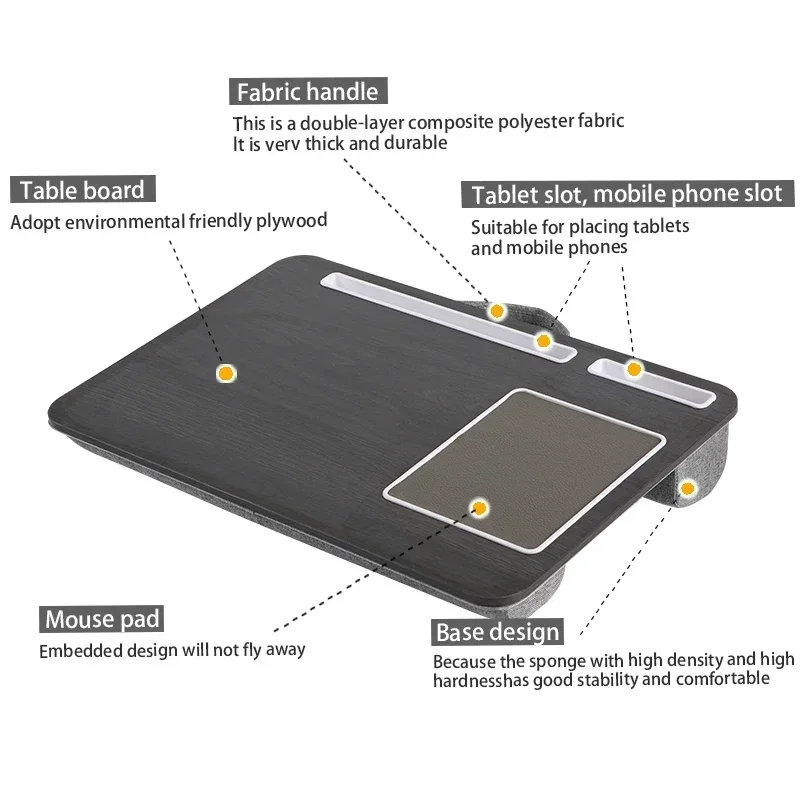Home Folding Laptop Desk for Bed & Sofa Laptop Bed Tray Table Desk Portable Lap Desk for Study and Reading Bed Top Tray Table