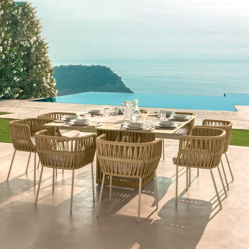 Nordic outdoor modern leisure villa courtyard dining table chair hotel terrace rattan weaving