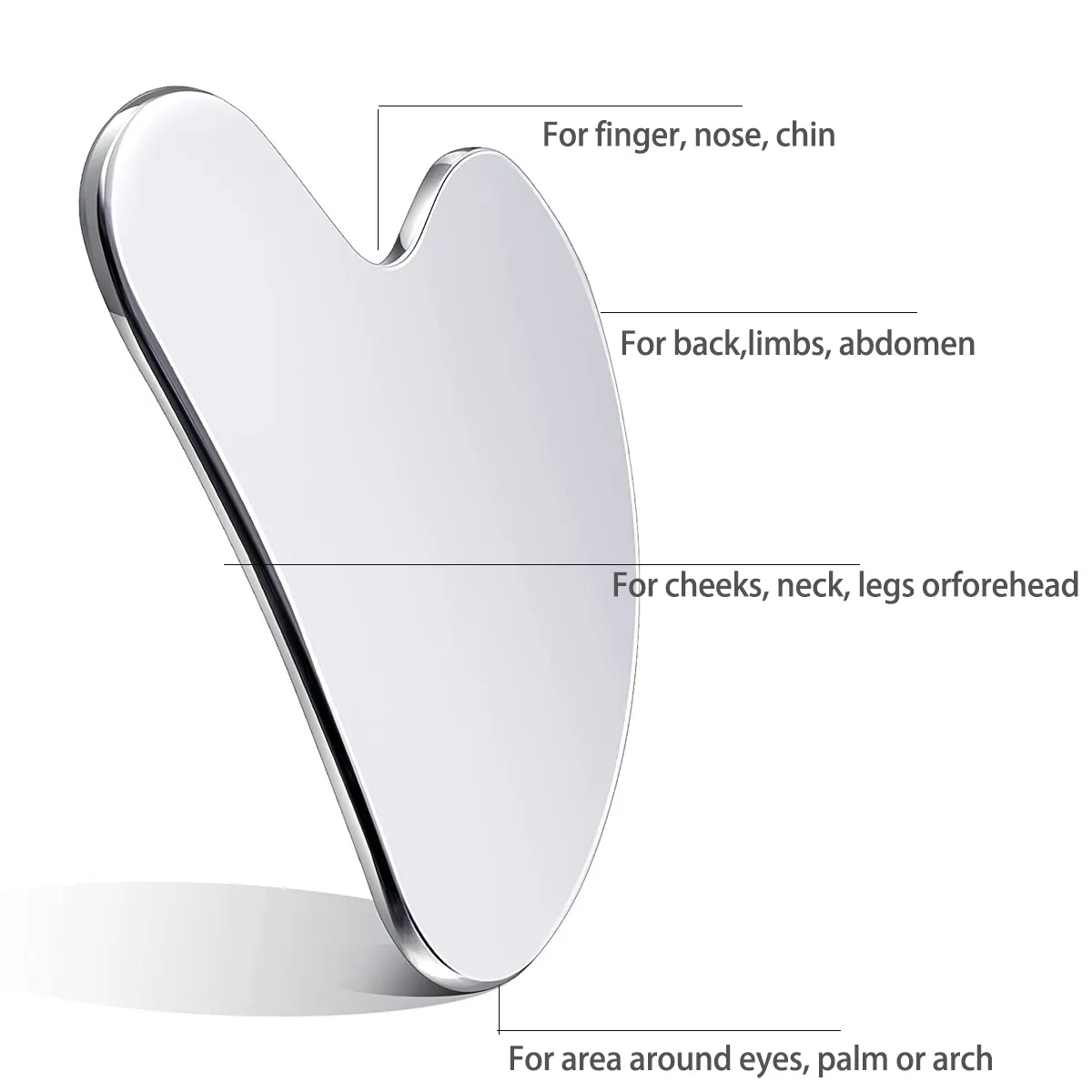 Description Picture 2 of itemGua Sha Board - Stainless Steel Muscle Massage Tissue Therapy Scraping Plate in a Heart Shape