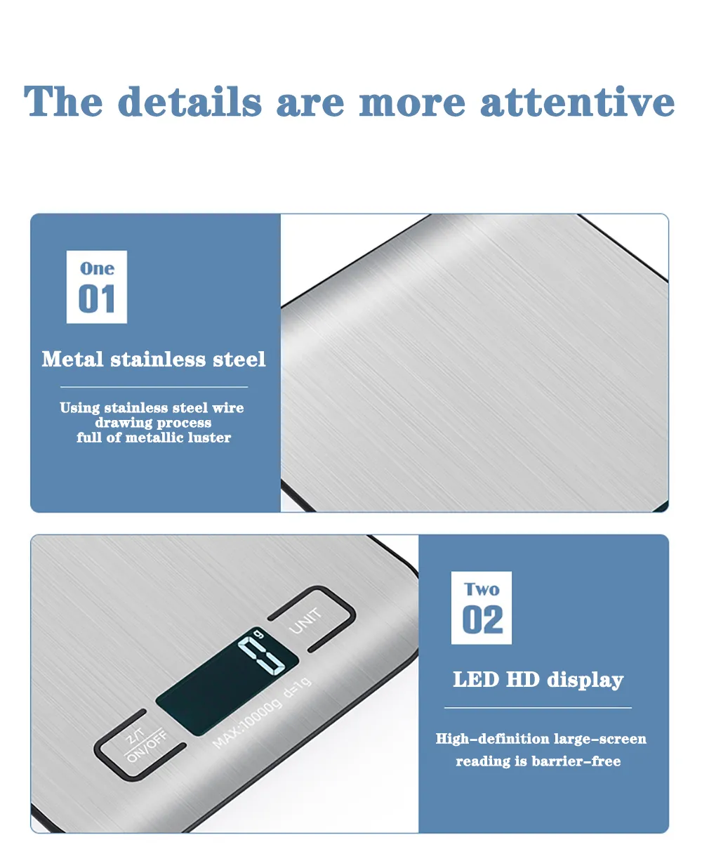Description Picture 6 of itemPrecisionPal Stainless Steel Kitchen Scale: LCD Electronic Scales for Accurate Food, Diet, and Postal Weighing