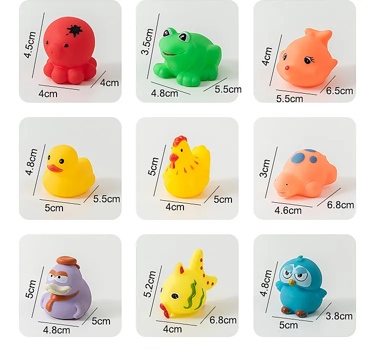 Description Picture 2 of itemBaby Cute Animals Bath Toy Set - Swimming Water Toys with Soft Rubber, Float, Squeeze Sound - Kids' Wash and Play Fun