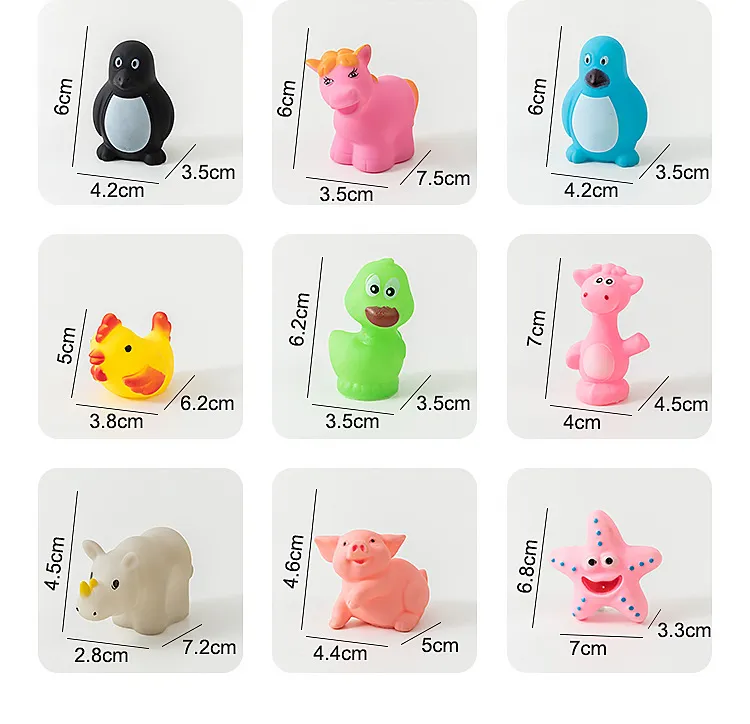 Description Picture 4 of itemBaby Cute Animals Bath Toy Set - Swimming Water Toys with Soft Rubber, Float, Squeeze Sound - Kids' Wash and Play Fun