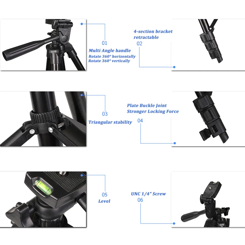 Description Picture 6 of itemNA-3120: 40-inch Universal Phone Tripod Stand - Perfect for Photography with Gopro, iPhone, Samsung, Iconic Brand, Huawei