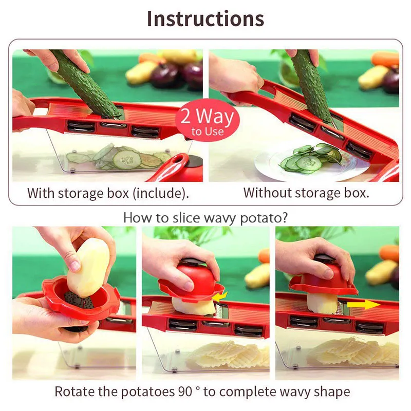 Description Picture 6 of itemVegetable Cutter with Steel Blade Slicer - Potato Peeler, Carrot Cheese Grater - Essential Kitchen Accessories